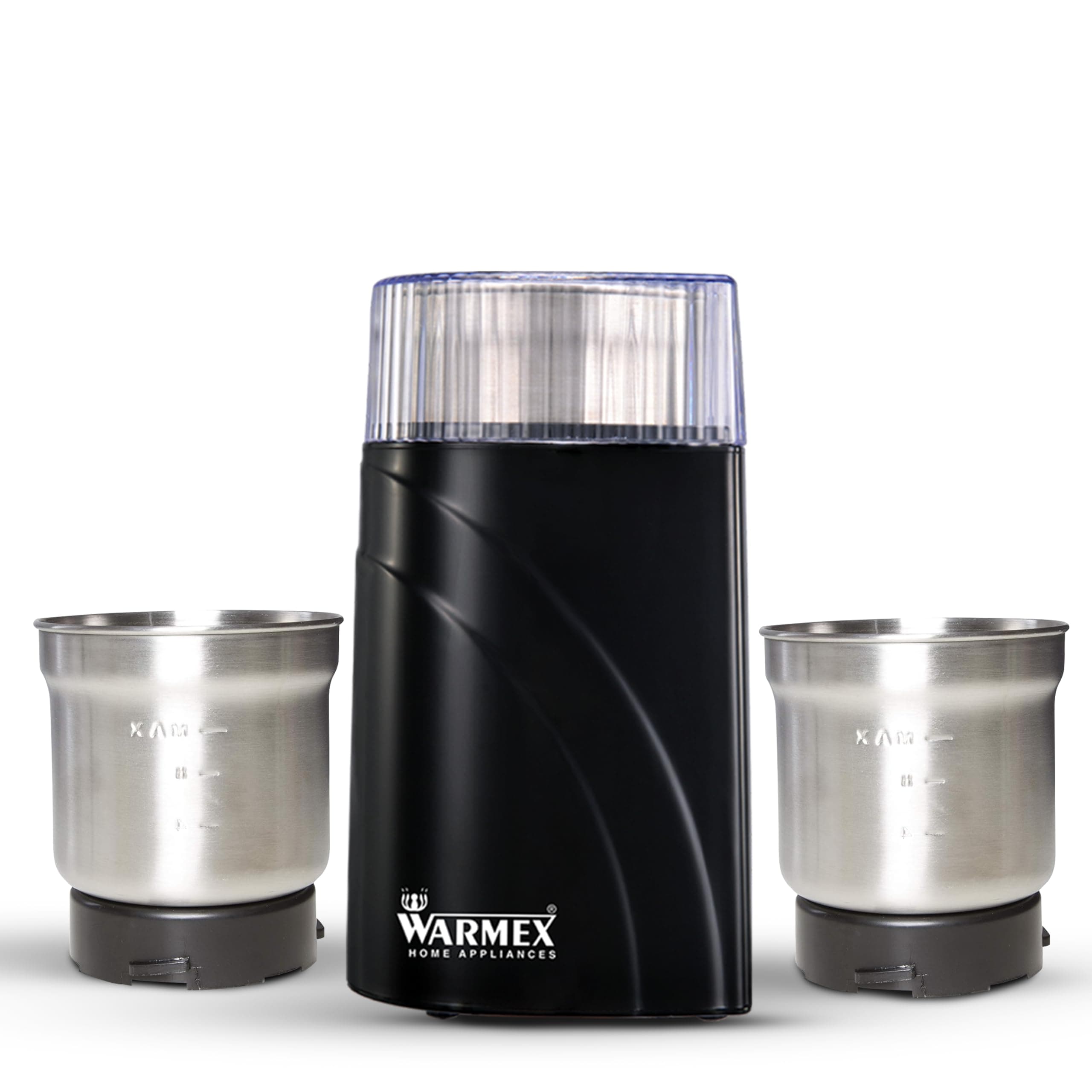 Warmex 200W Portable Electric Mini Dry & Wet Masala Spice Chutney Mixer Grinder for Home Kitchen | 2 Stainless Steel Jars, Safety Lock | Coffee, Fruits, Vegetables, Seasoning | One-Touch Operation