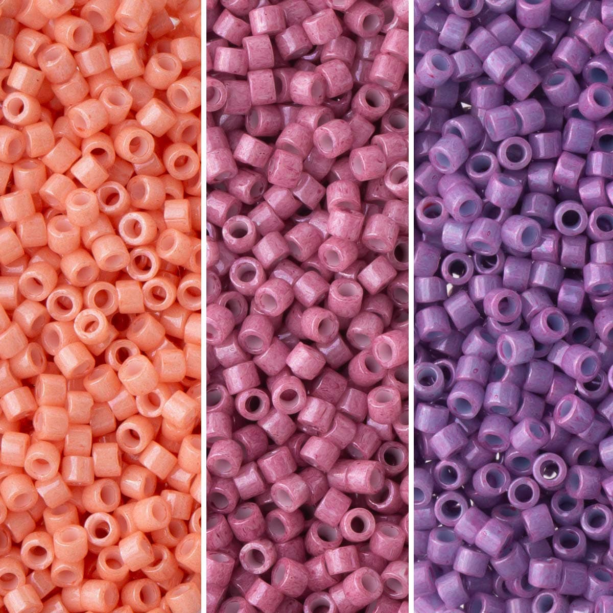 Miyuki Delica Seed Beads Bundle: Size 11/0, Purple Opaque Palette Collection DB660, DB1363, DB1376-3 Tubes of 7.2 Grams ea