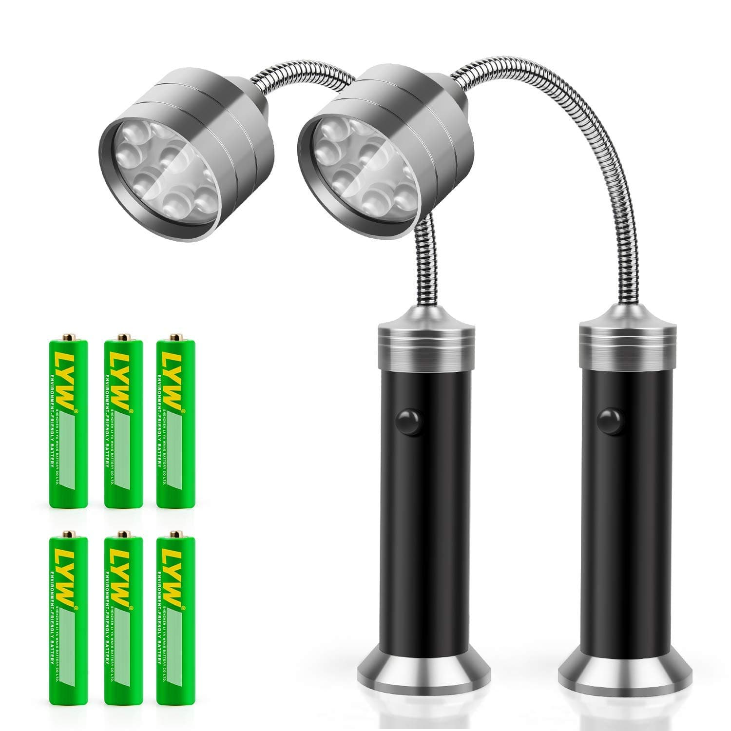 Barbecue Grill Light Magnetic Base Super-Bright LED BBQ Lights - 360 Degree Flexible Gooseneck, Weather Resistant, Batteries Included - Pack of 2
