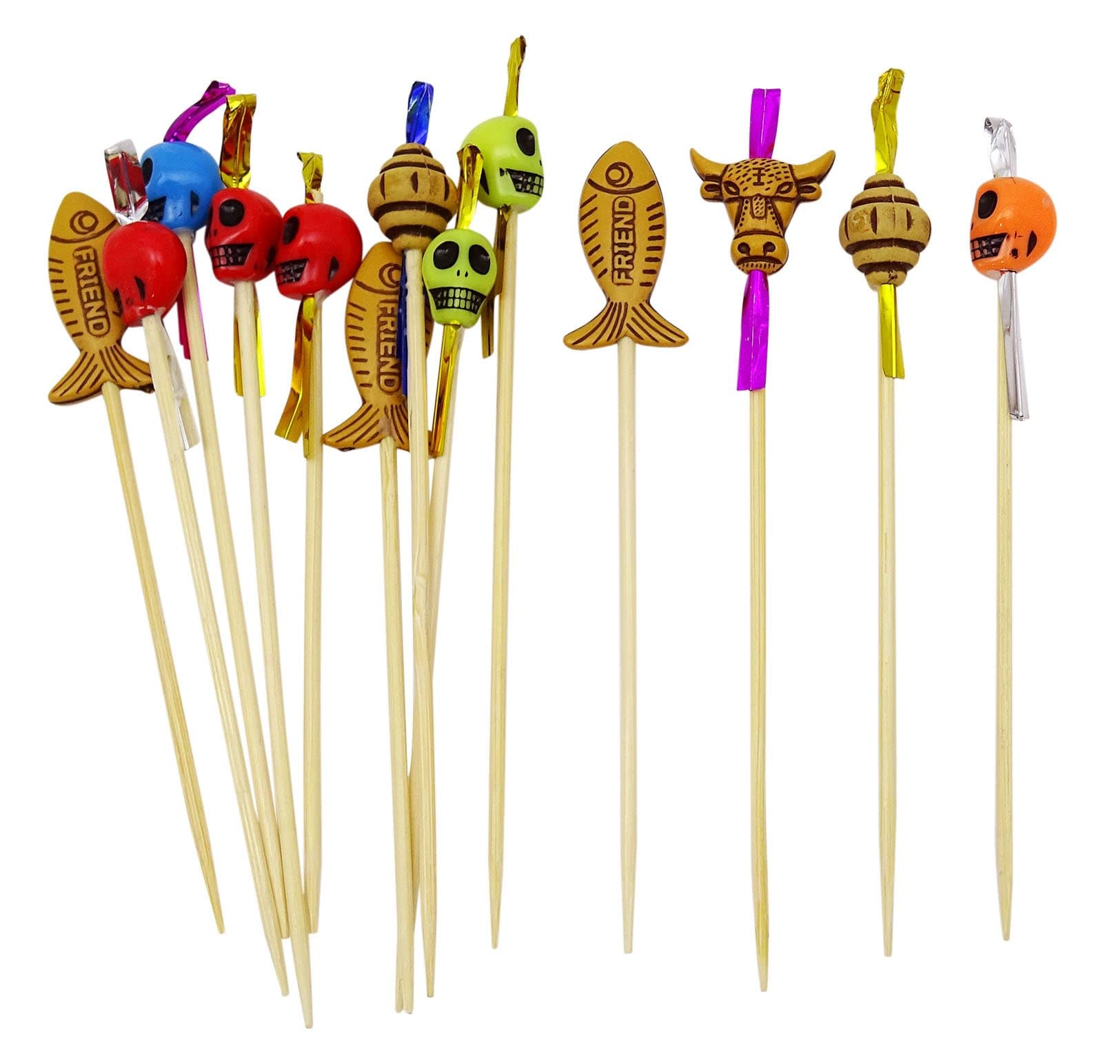 Prakritii 10.5 Cm Long Bamboo Designer Fruit Sticks Cocktail and Hors' D'oeuvre Pick