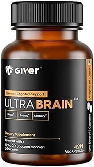Giver Nutrition Ultra Brain Nootropic Brain Supplement - Alpha GPC, Bacopa Monnieri, L-Theanine, Phosphatidylserine - Pack of 42 Veg Capsules, 60 grams