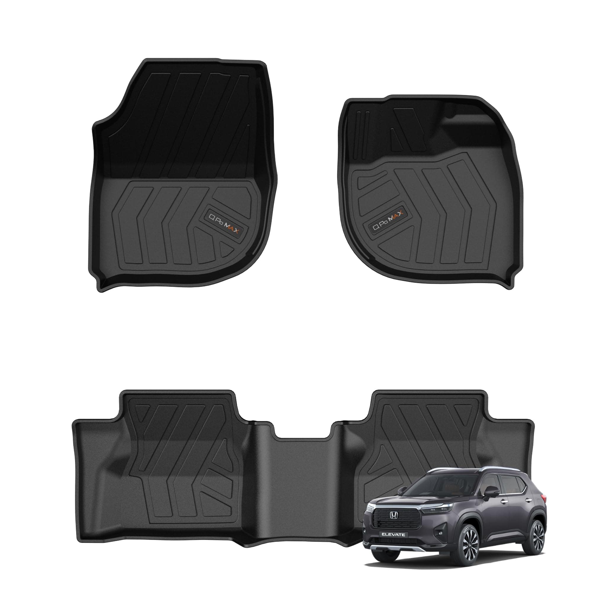 Q Po Elevate Manual (MAX) Sept 2023 - Present ECO TPE Car Floor Mat | Anti Slip All Weather Mats for Elevate (Manual) (Black)