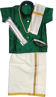 Bhandari FashionKanchipuram silk with lining Dhoti And Accessories For Boys Traditional Dress Short Sleeve Shirts