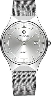 Men New Top Luxury Watch Ultra Thin Stainless Steel Mesh Band Quartz Wristwatch Fashion Casual Watches