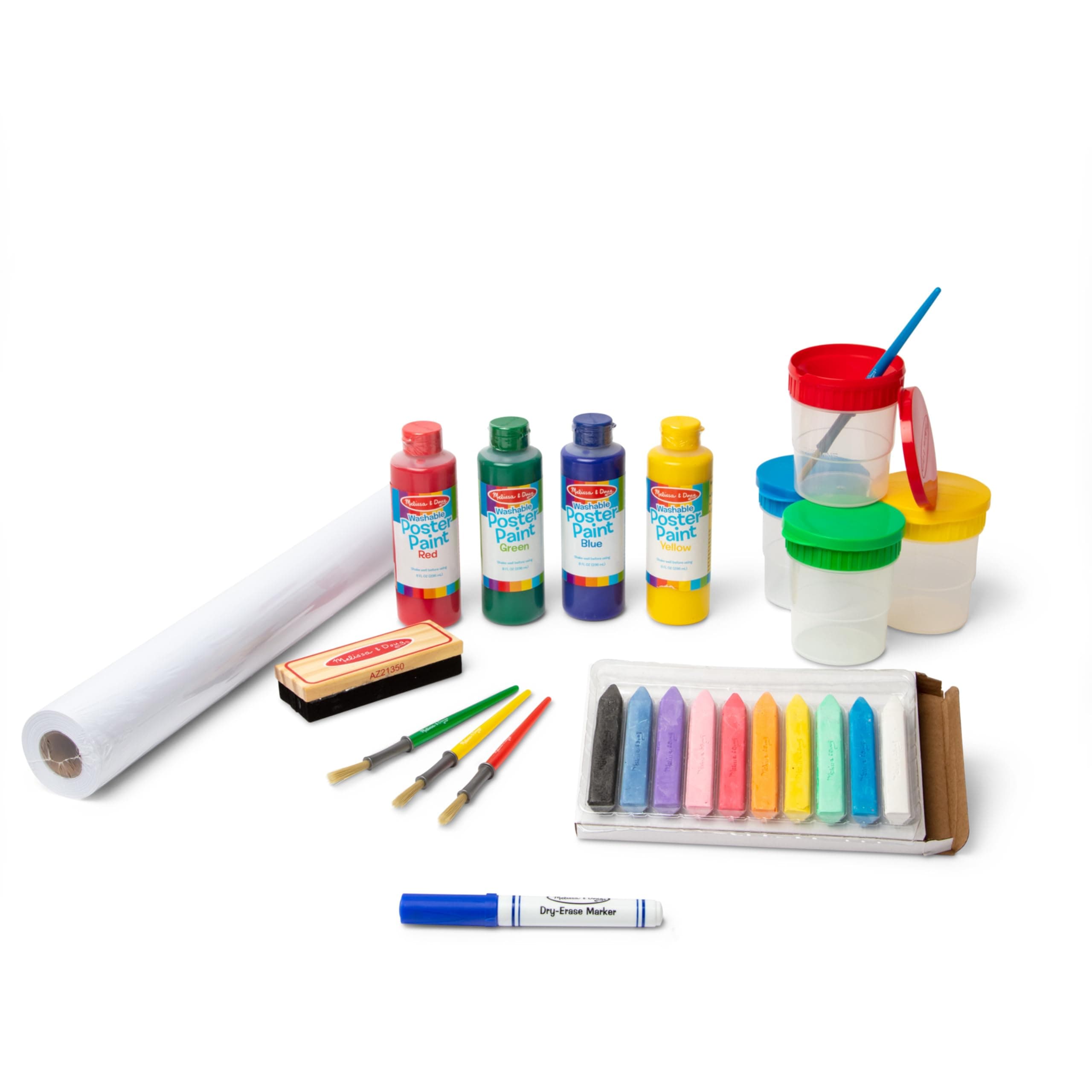 Easel Accessory Set - Paint, Cups, Brushes, Chalk, Paper, Dry-Erase Marker