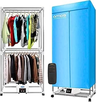 Eezy-Dry Indoor Electric Clothes Airer 1300W Heated Drying Rack with Cover, 15kg (25 Items), Stainless Steel Energy-Efficient Laundry Dryer, Blue, Includes 2x6-Peg Sock Airers Foldable, Portable