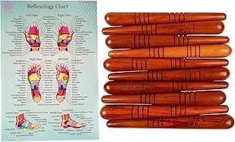 CCcollections Wood Therapy Massage Tools, Reflexology Wooden Stick Tool, Traditional Equipment for Relieving Muscle Pain Body Lymphatic Drainage Massager - (Set C)
