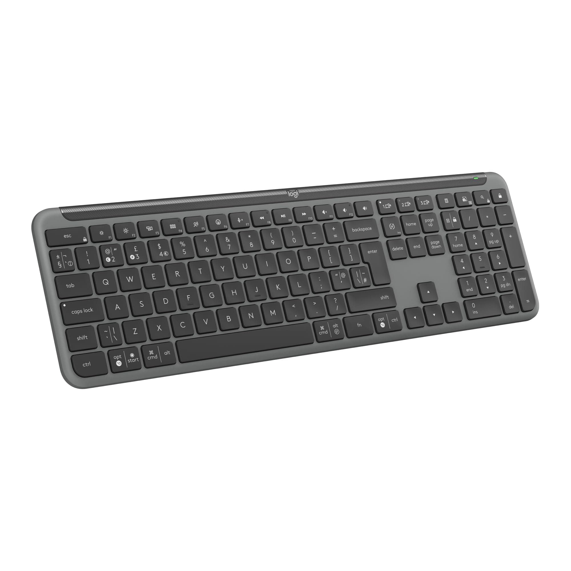 Logitech Signature Slim K950 Wireless Keyboard, Sleek Design, Switch Typing Between Devices, Quiet Typing, Bluetooth, Multi-OS, Windows, Mac, Chrome, QWERTY UK Layout, Graphite
