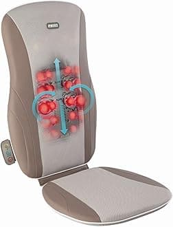 HoMedics Shiatsu Massage Cushion with Heat for Full, Upper, and Lower Back, Deep Kneading Massager, Fits Most Chairs for Home or Office Use, Custom Comfort with 3 Zones for Targeted Control