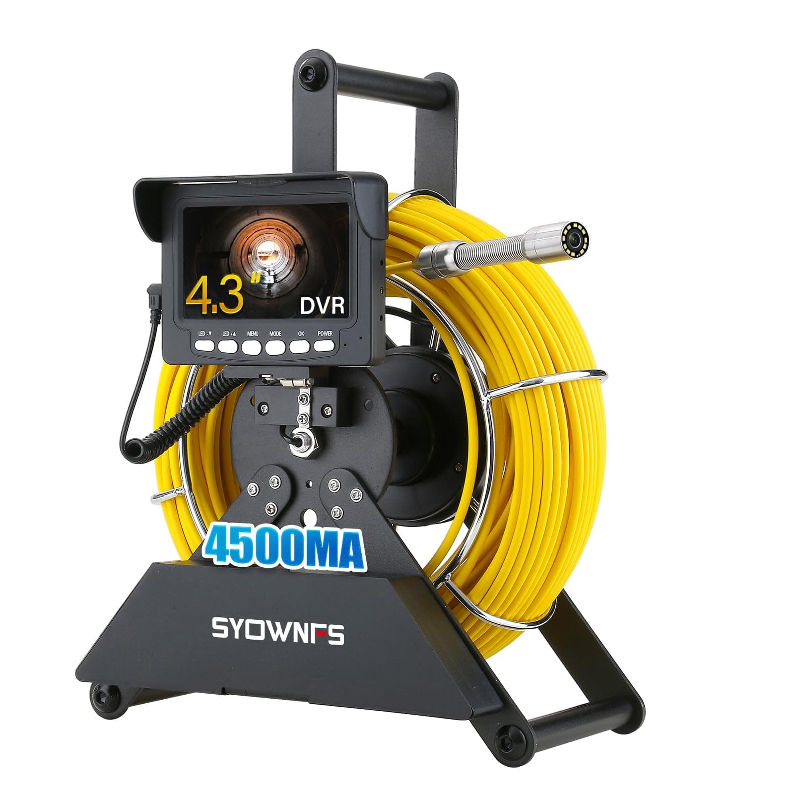 Sewer Camera, 0.9in/22mm Pipe Inspection With 12pcs LEDs Light, 4.3" Screen 1000TVL Plumbing Snake, 4500mAh Battery DVR Recorder, 16GB Card Included (66FT/20M)