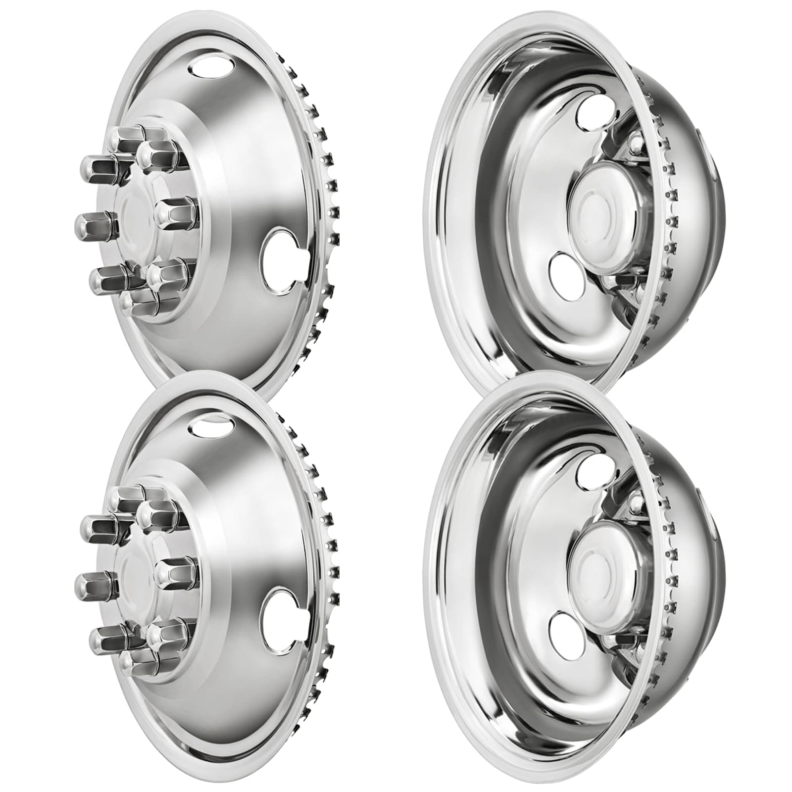 16" 8 Lug Wheel Simulators Stainless Steel,Snap on Style Design Hubcaps Cover Fits Ford F350 1974-1998;E350 1992-2021