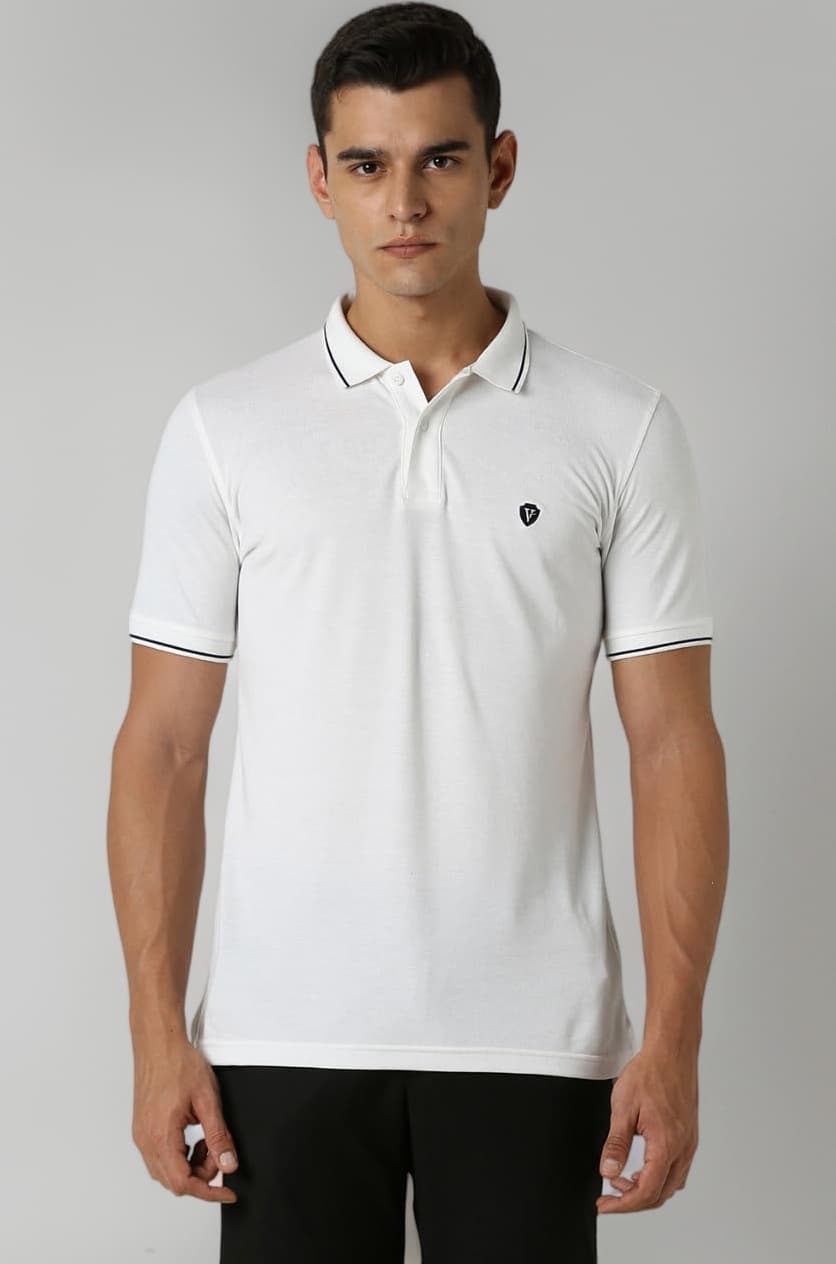 Van Heusen Men's Cotton Solid Regular Fit Collar Polo T-Shirt