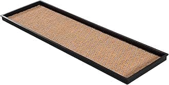 Anji Mountain AMB0BT4F-007 Black Rubber Boot/Shoe Tray with Coir, Fits 4 Pair (46.5" Wide), Tan & Blue Insert