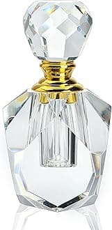 H&D HYALINE & DORA Clear Crystal Cut Perfume Bottle with Stopper Empty Refill...