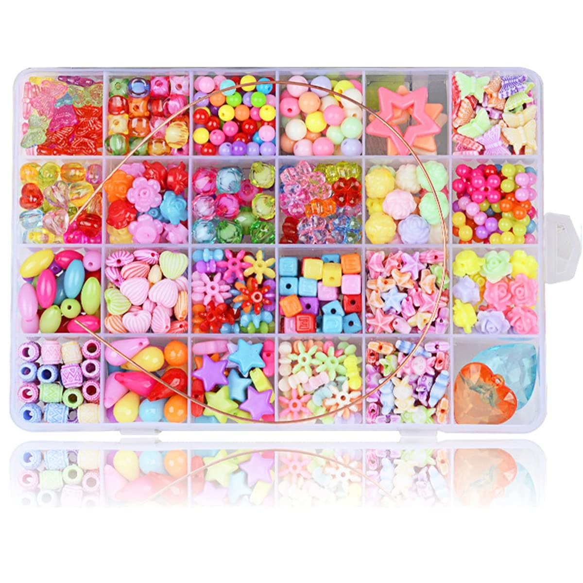 24 Grid Diy Candy Color Love Beads Fruit Round Flower Handmade Jewelry Making Set with Box (DIYBeads14-24-550)
