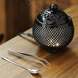 Temperature Control Ceramic Incense Burner, Electronic Ceramic Aroma Diffuser, Night Light, Agarwood Essential Oil Electric Aroma Diffuser, Household Porcelain, Balcony, Porch, Terrace, Garden Essenti