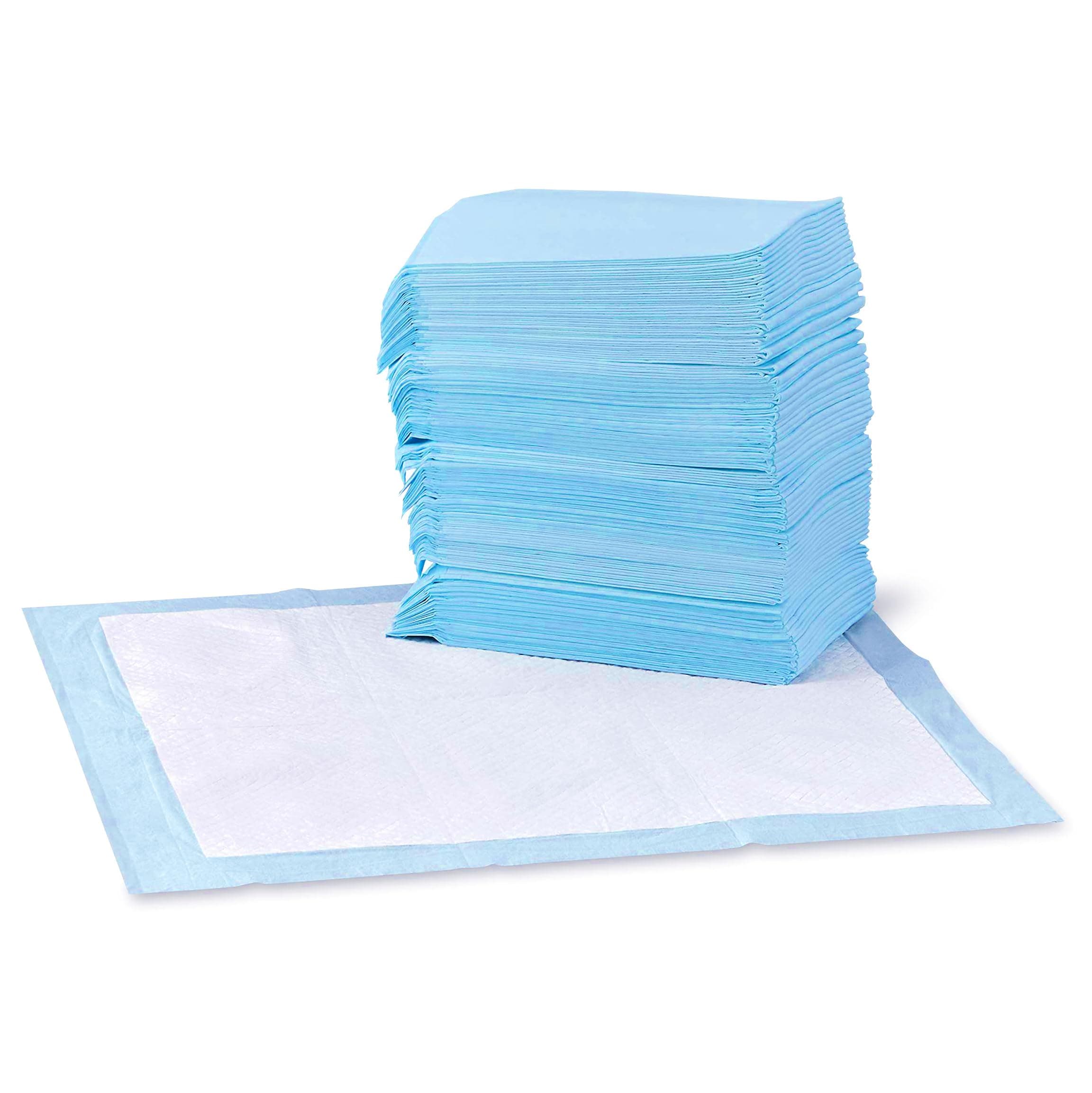 Leak-Proof Dog and Puppy Potty Training Pee Pads with Quick-Dry 5-Layer Super Absorbent Design, Regular Size 22 x 22 inch, Blue & White, 100 Count