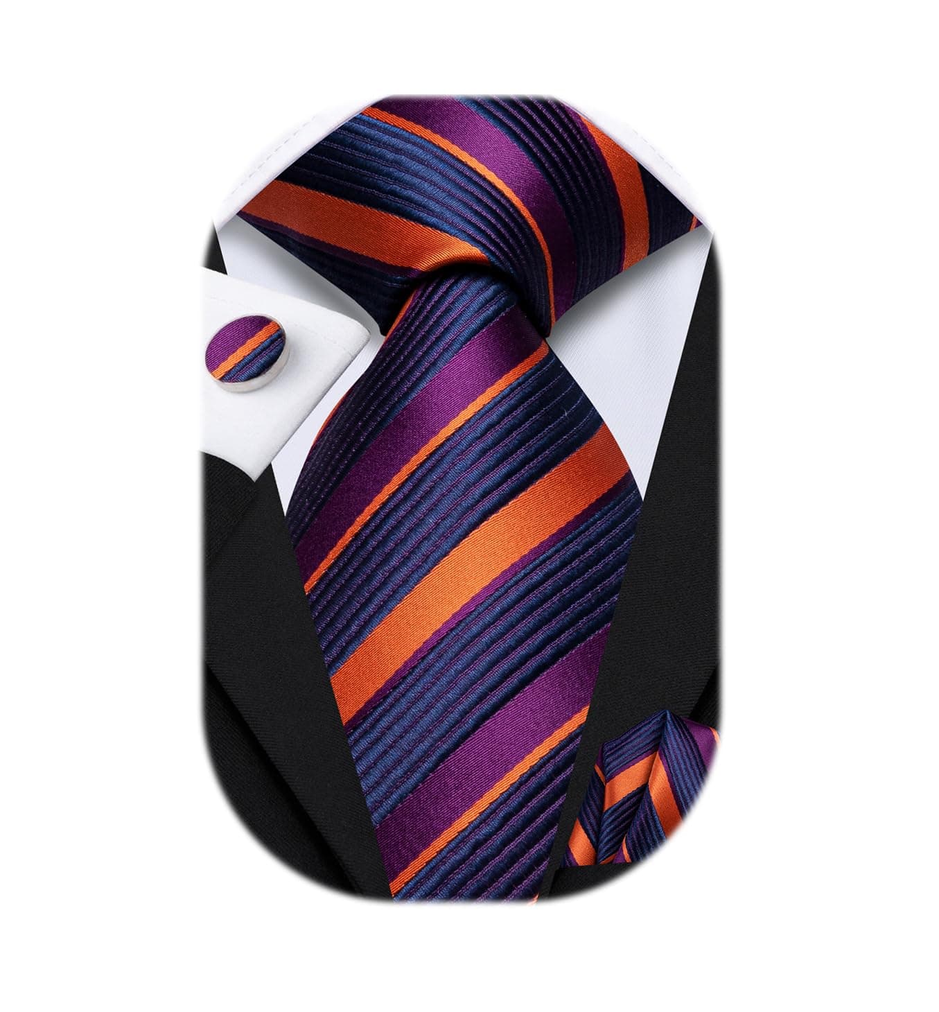 Dubulle Mens Tie Set Solid Paisley Novelty Silk Necktie for Men with Cufflinks Tie and Pocket Square