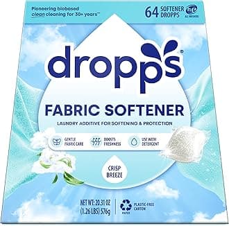 Dropps Laundry Fabric Softener Pods, Crisp Breeze (64 Pods) - Laundry Additive for Softening & Protection - HE Compatible Mineral Based Ingredients Laundry Supplies