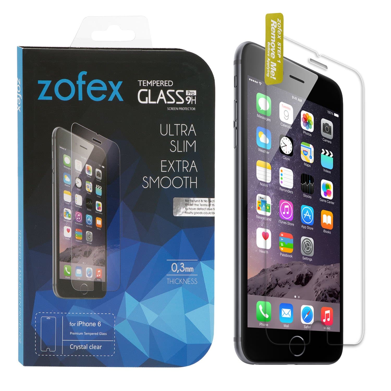 Zofex iPhone 6 Glass Screen Protector [4.7 inch] -Tempered Glass w/ Easy Installation -High Transparency/ Oleophobic Coating/ Electro Coated/ Heat Resistance/ Extra Thick/ Delicate Touch