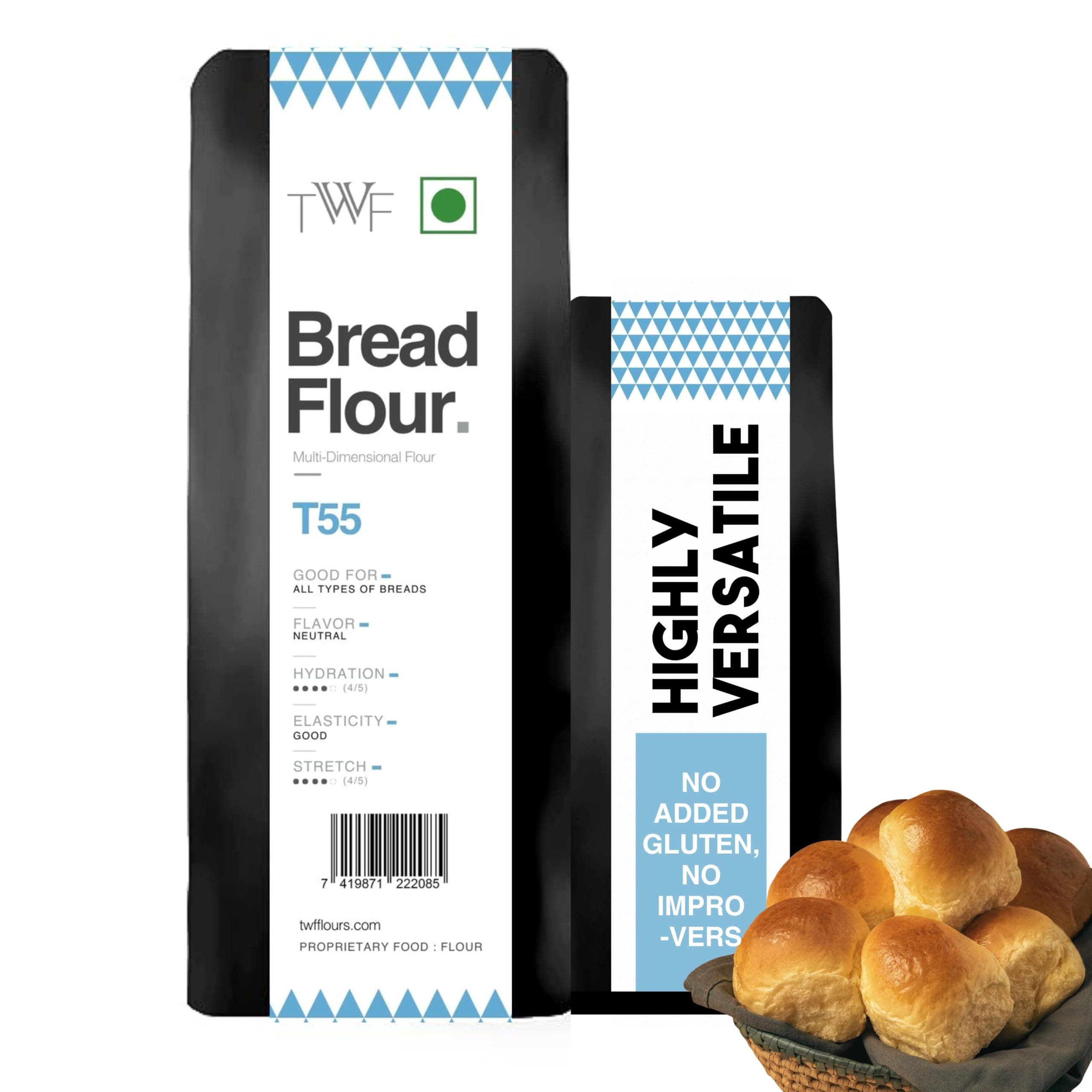 Bread Flour T55 (1kg) - Premium Unbleached All Purpose Flour for Breads, Buns & Pizzas | Ideal for Home Baking | Maida Alternative | Bake Perfect Breads Everytime