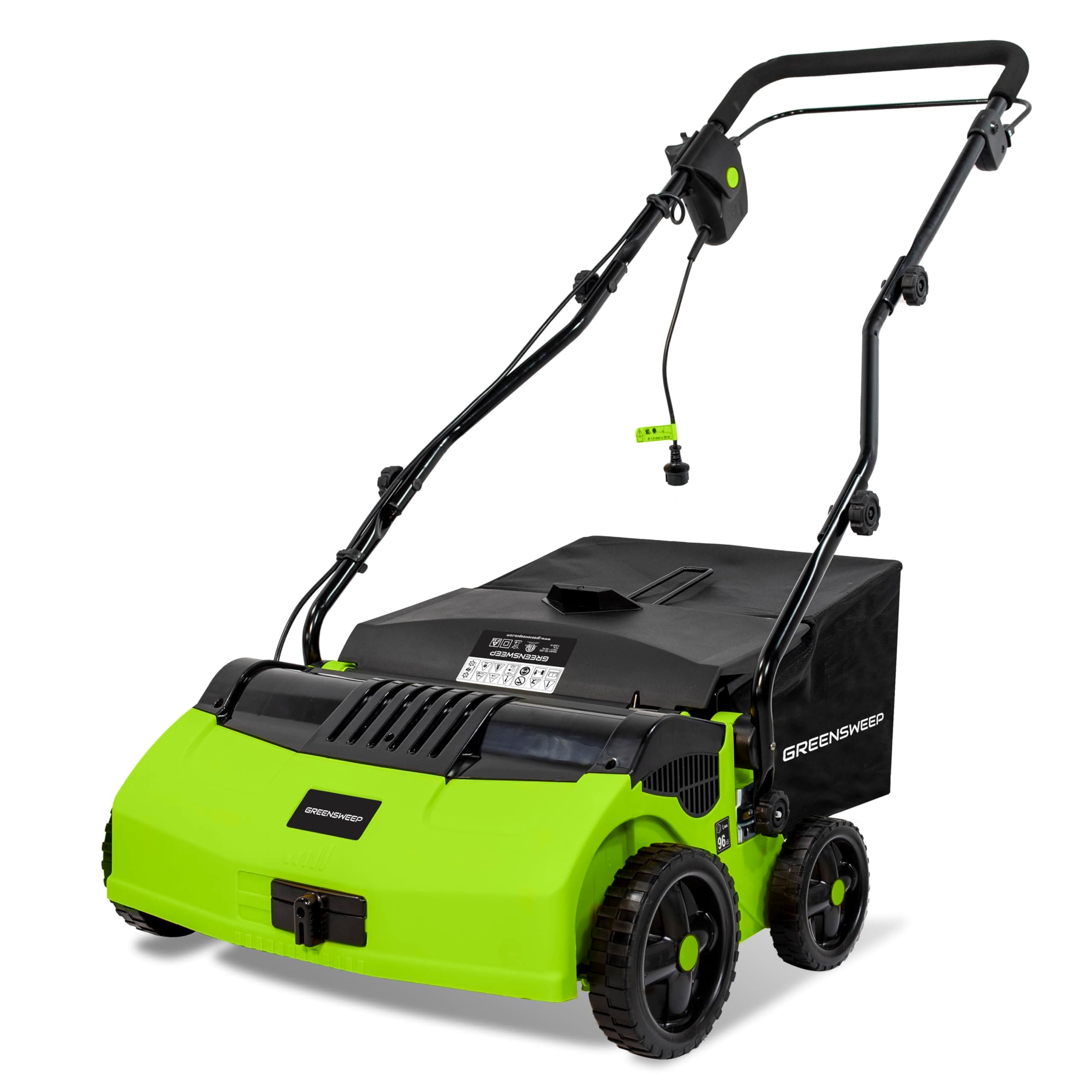 GreenSweep V2 | Artificial Grass Electric Sweeper Rake Vacuum 45L Collection Bag, 5 Adjustable Heights, Foldable Handle