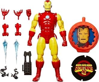 Marvel Legends Series Iron Man, Avengers Retro Comics Secret Wars Collectible 6 Inch Action Figure with Shield