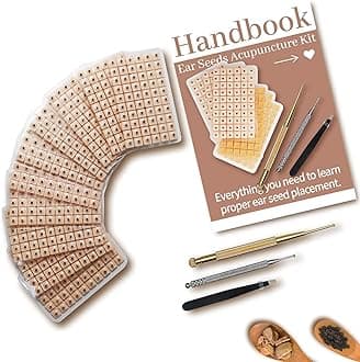 1200Pcs Ear Seeds Acupuncture Kit, Auricular Sticker Kit with Ears Seed, Acupuncture Pen, Acupressure Ear Chart, Tweezers
