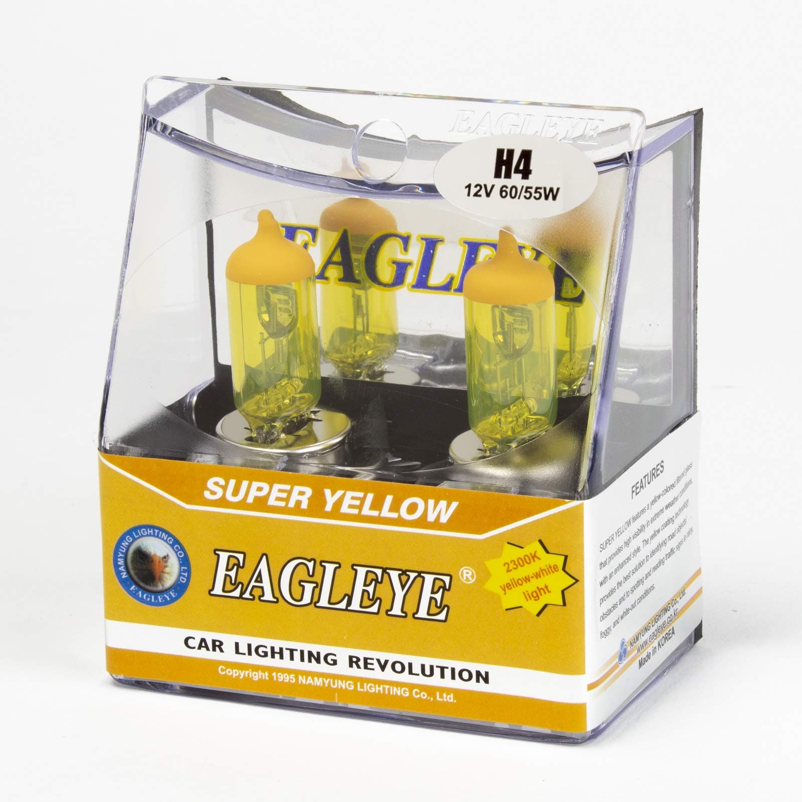 Eagleye Super Yellow 2300K H4 12V 60/55W Headlight bulbs (Pack of 2)