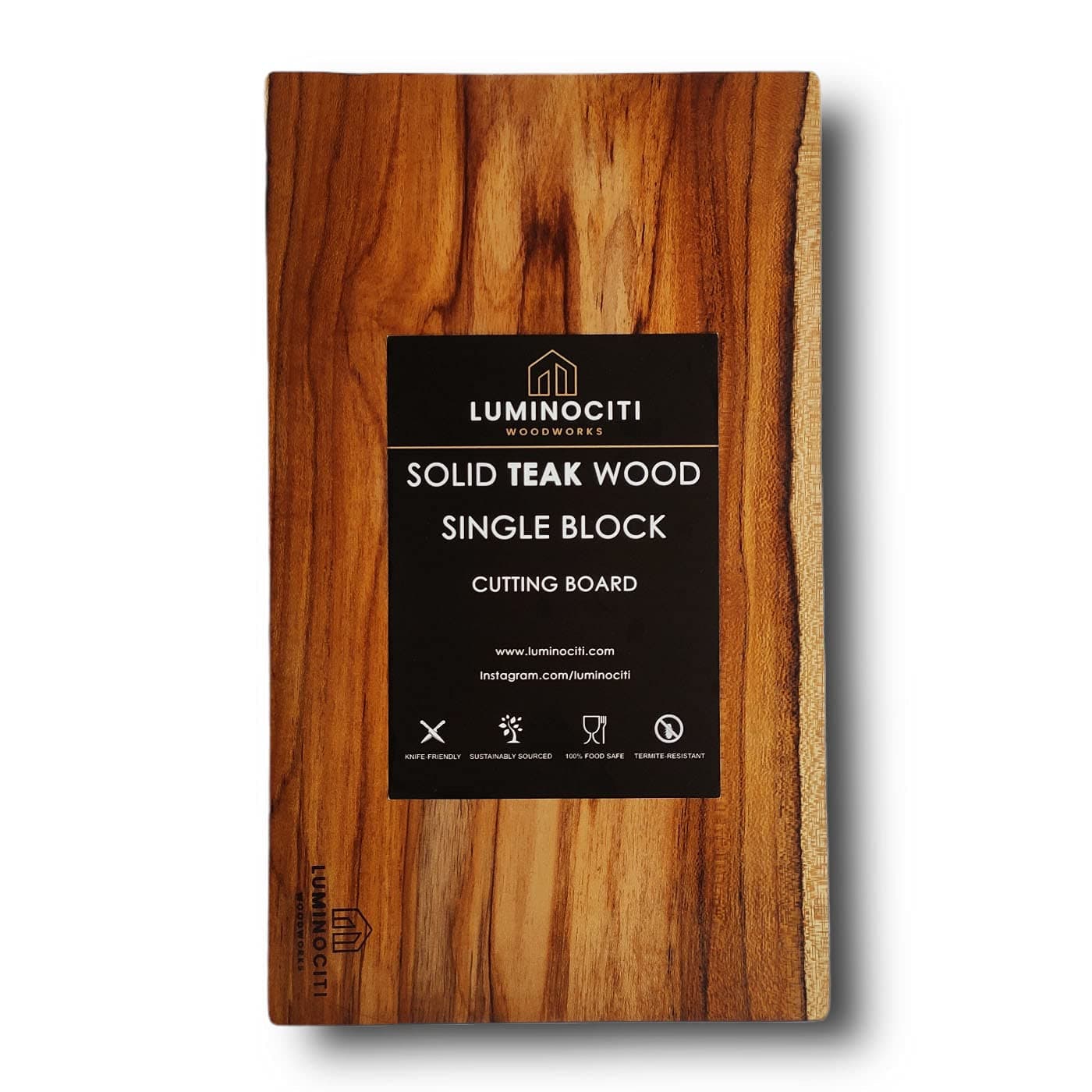 Single Solid Block Teak Wood Chopping/Cutting Board with 6 Months Warranty (Small-12"x7"x1")