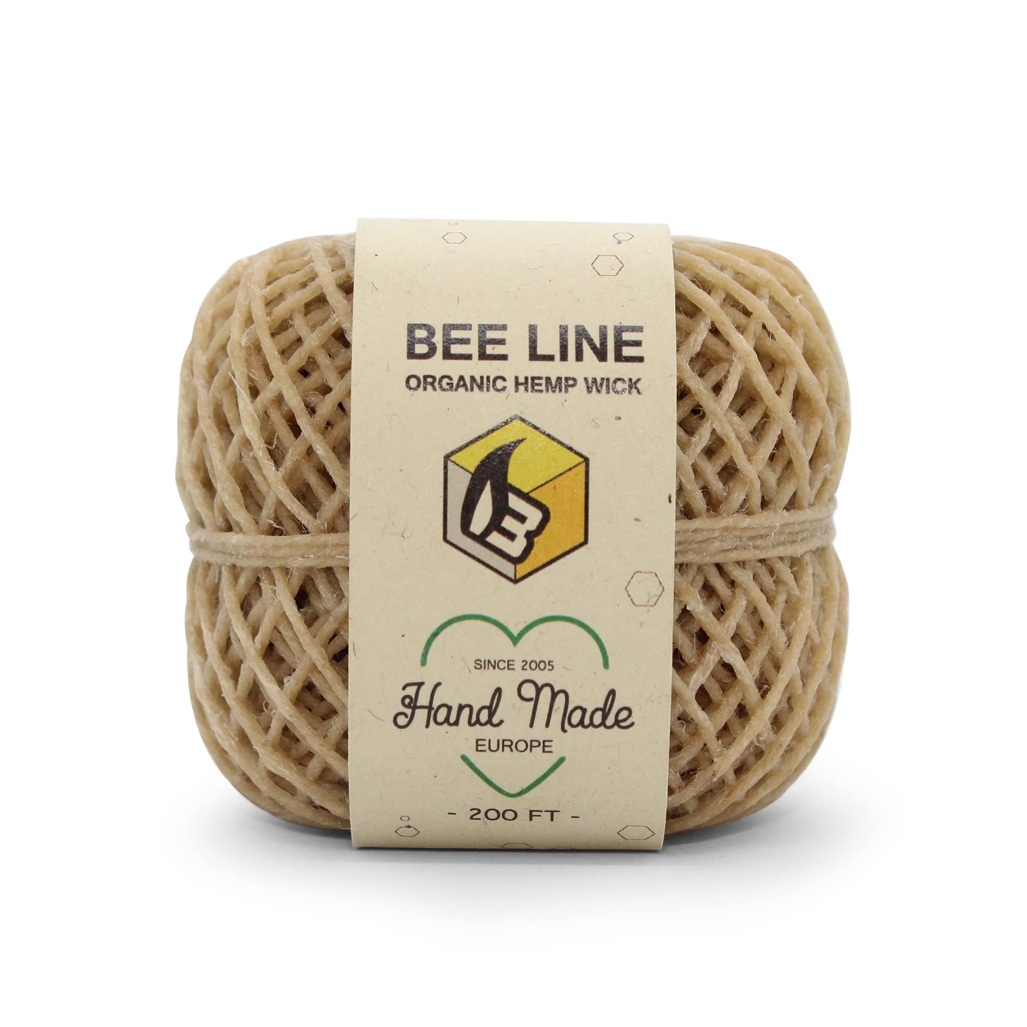 Beeline X Hemplights 100% Organic Hemp Wick, 200 FT Standard Size, Unbleached Unrefined Non Toxic, Made in Europe