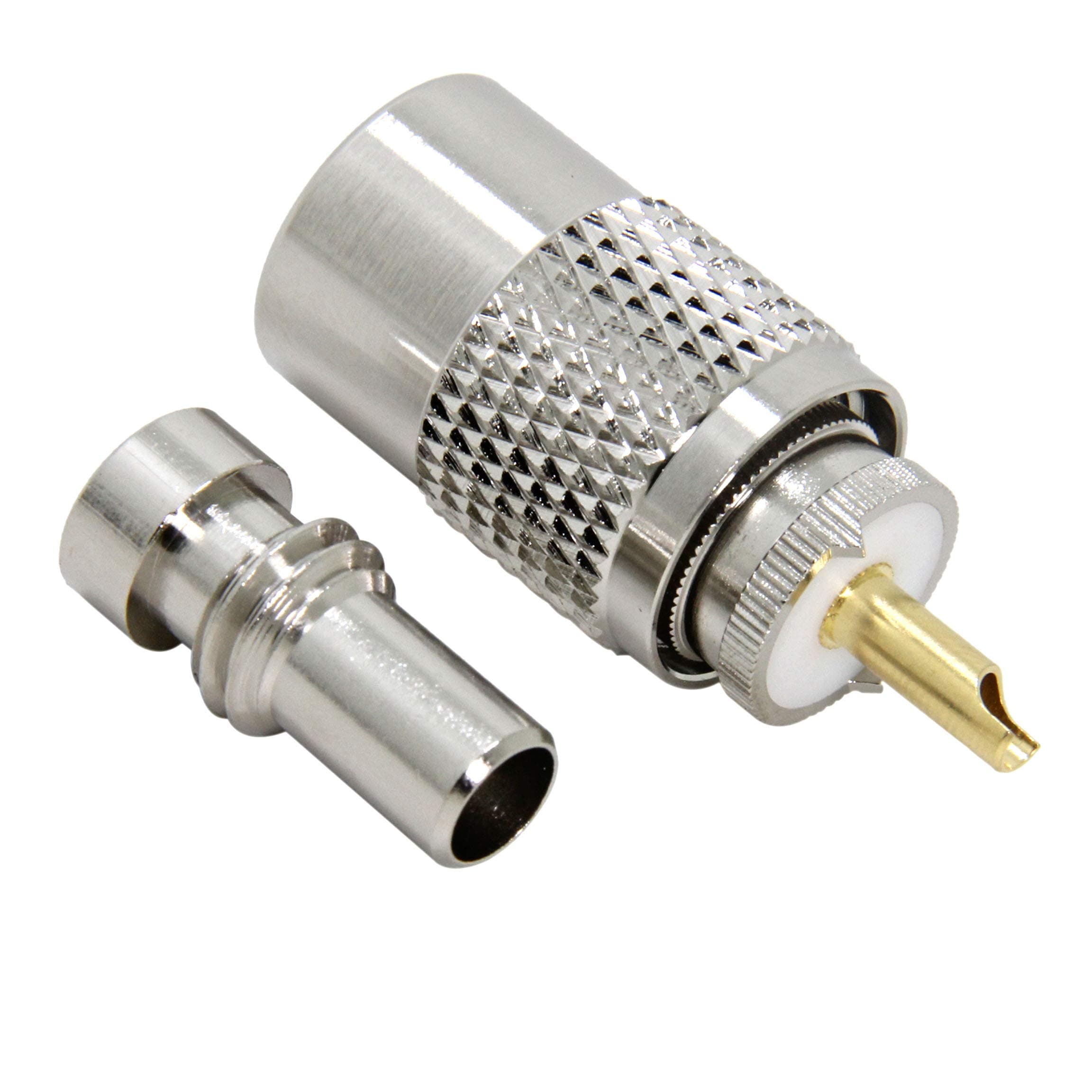 RFAdapter PL-259 Connectors 20-Pack UHF PL 259 Male Connector Solder Type Plug with Reducer 50ohm for RG59 RG8 RG8x LMR-400 RG-213 Compatiable with Ham Radio Antenna
