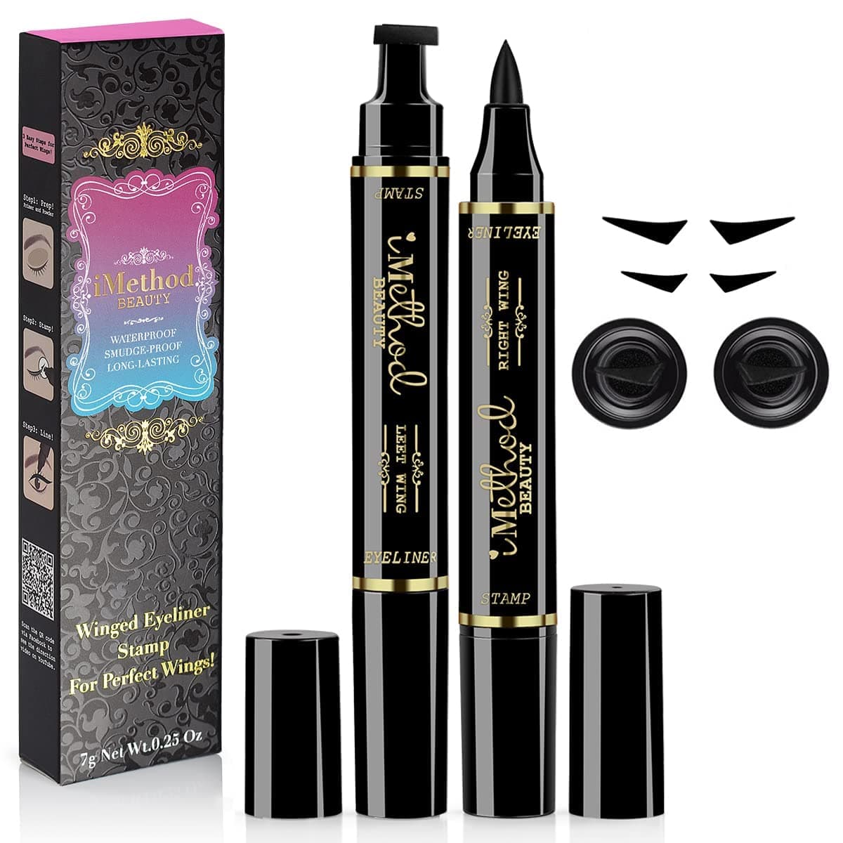 Eyeliner Stamp - 2 Pens for All Eye Shapes, Perfect Wing Cat Eye Liner, Waterproof & Smudge-proof, 8 mm