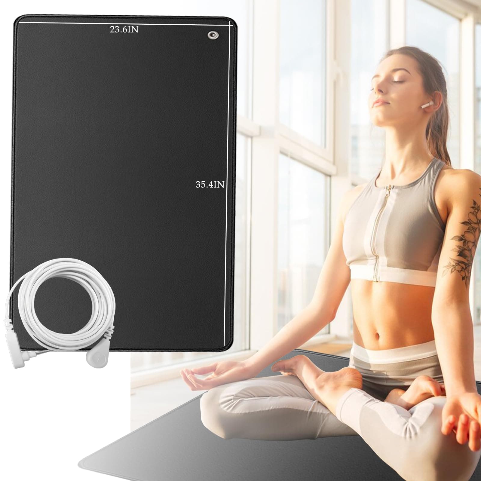 Grounding Mat Earth Connected Mat for Feet Bed Desk Better Sleep Relief Balance 23.6x35.4 Inch Floor Mat with Cord