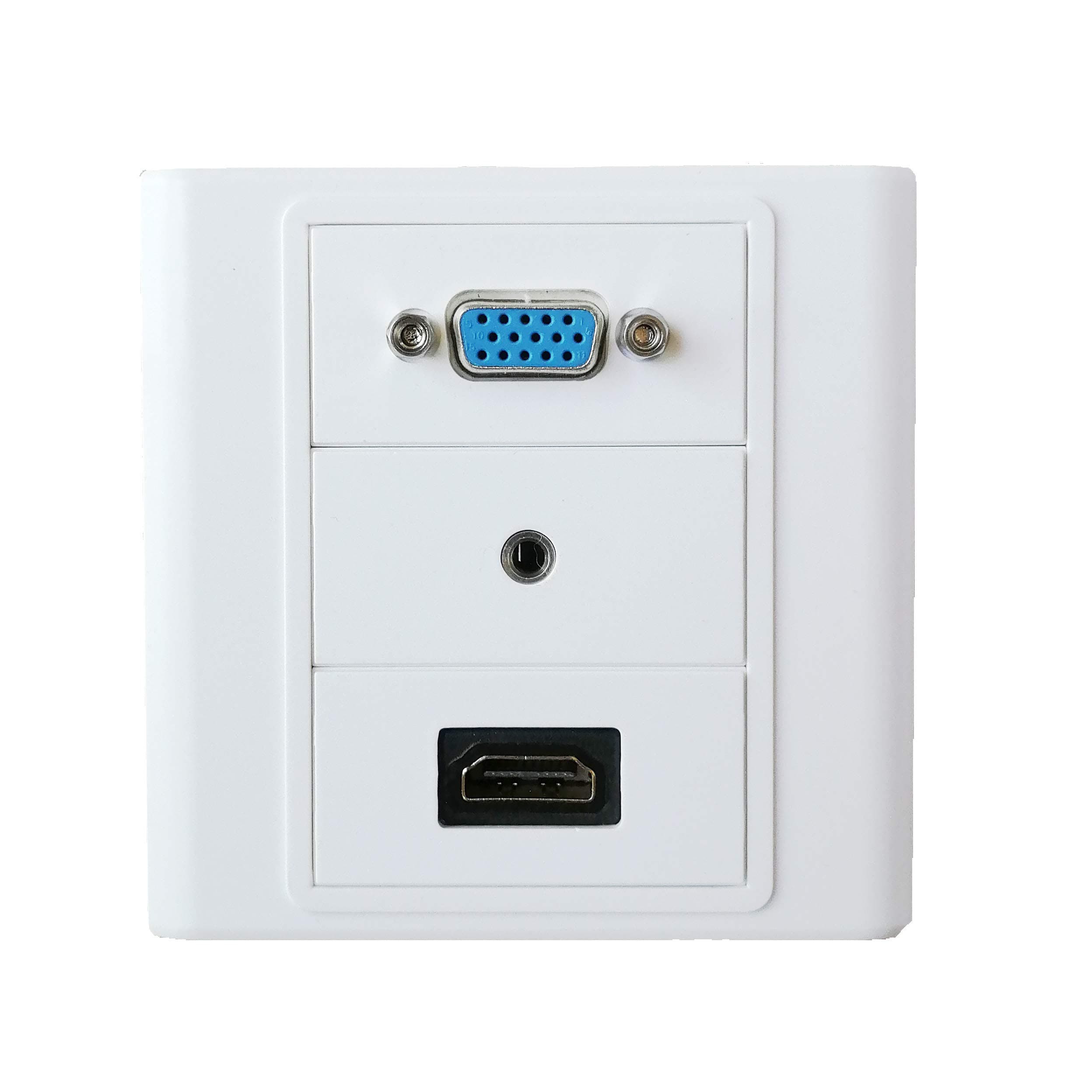 BOXNUBE Multimedia Modular Wall Face Plate with HDMI + VGA + AUX Panel Sockets - White