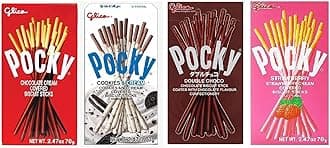 Pocky Sticks Variety Pack Coverd With Crunchy Biscuit, Chocolate, Strawberry, Double Chocolate, Cookies & Cream, Each 70g Pack Of 4