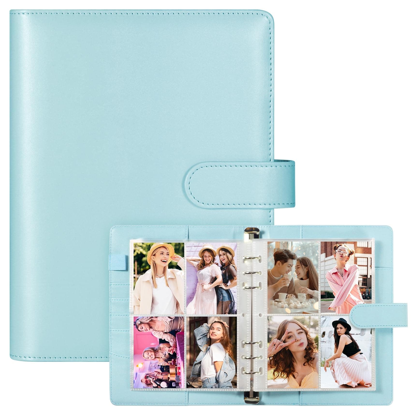 A5 Kpop Photocard Binder with 30 Pack 4-Pocket Card Pages, 6 Ring A5 Binder Card Collector Album with 240 Card Slots,PU Leather Binder Cover with Magnetic Buckle Closure for Organizing Trading Card