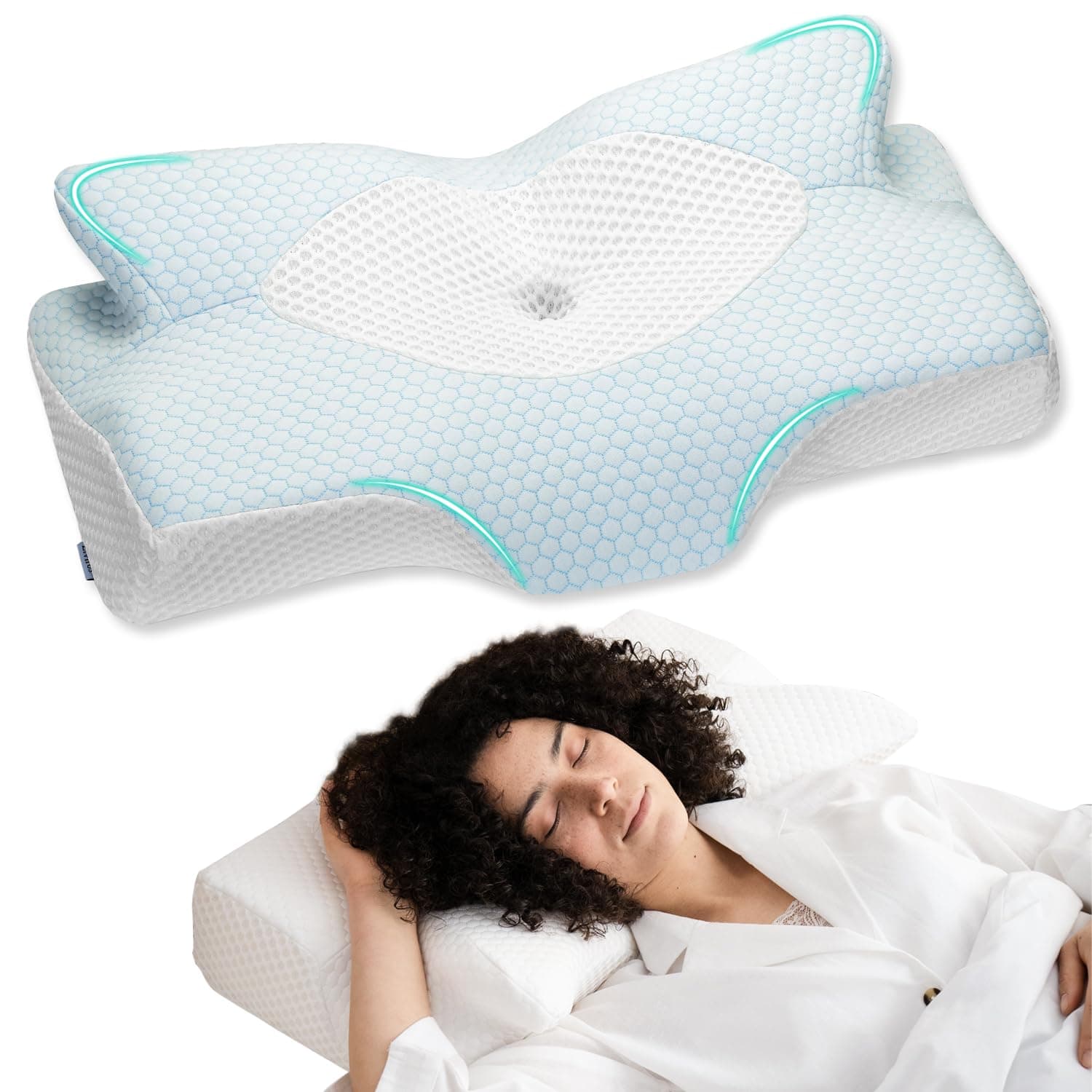 - Cervical Memory Foam Pillows for Neck and Shoulder Pain, Neck Pillow for Sleeping, Side Sleeper Pillows for Adults, Ergonomic Orthopedic Sleeping for Back and Stomach Sleepers (Medium Firm)