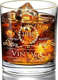 1942 79TH Birthday Ideals for Men/Dad/Son, Vintage Unfading 24K Gold Hand Crafted Old Fashioned Whiskey Glasses, Perfect for Home Use - 10 oz Bourbon Scotch, Party Decorations