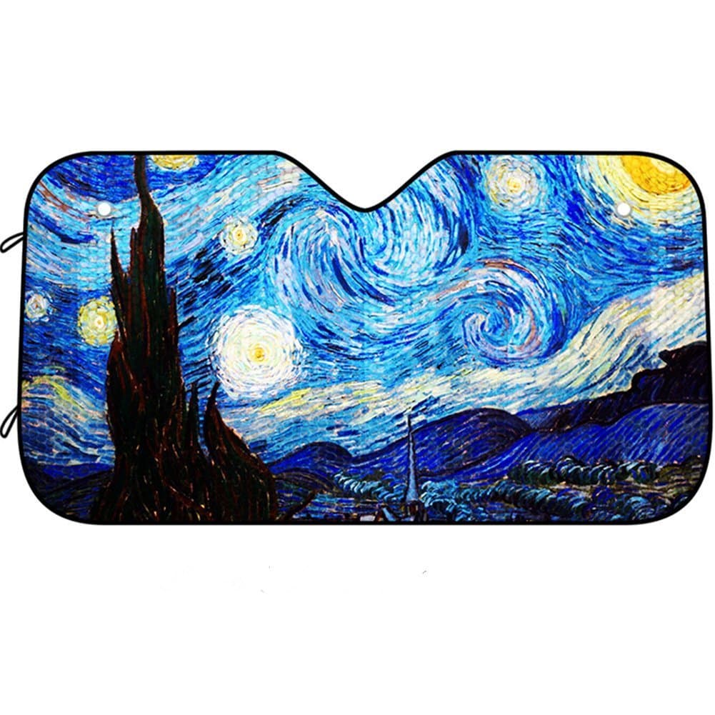 Car Windshield Sun Shade Universal Fit Car Sunshade-Keep Your Vehicle Cool. UV Sun and Heat Reflector (Van Gogh Starry Sky)