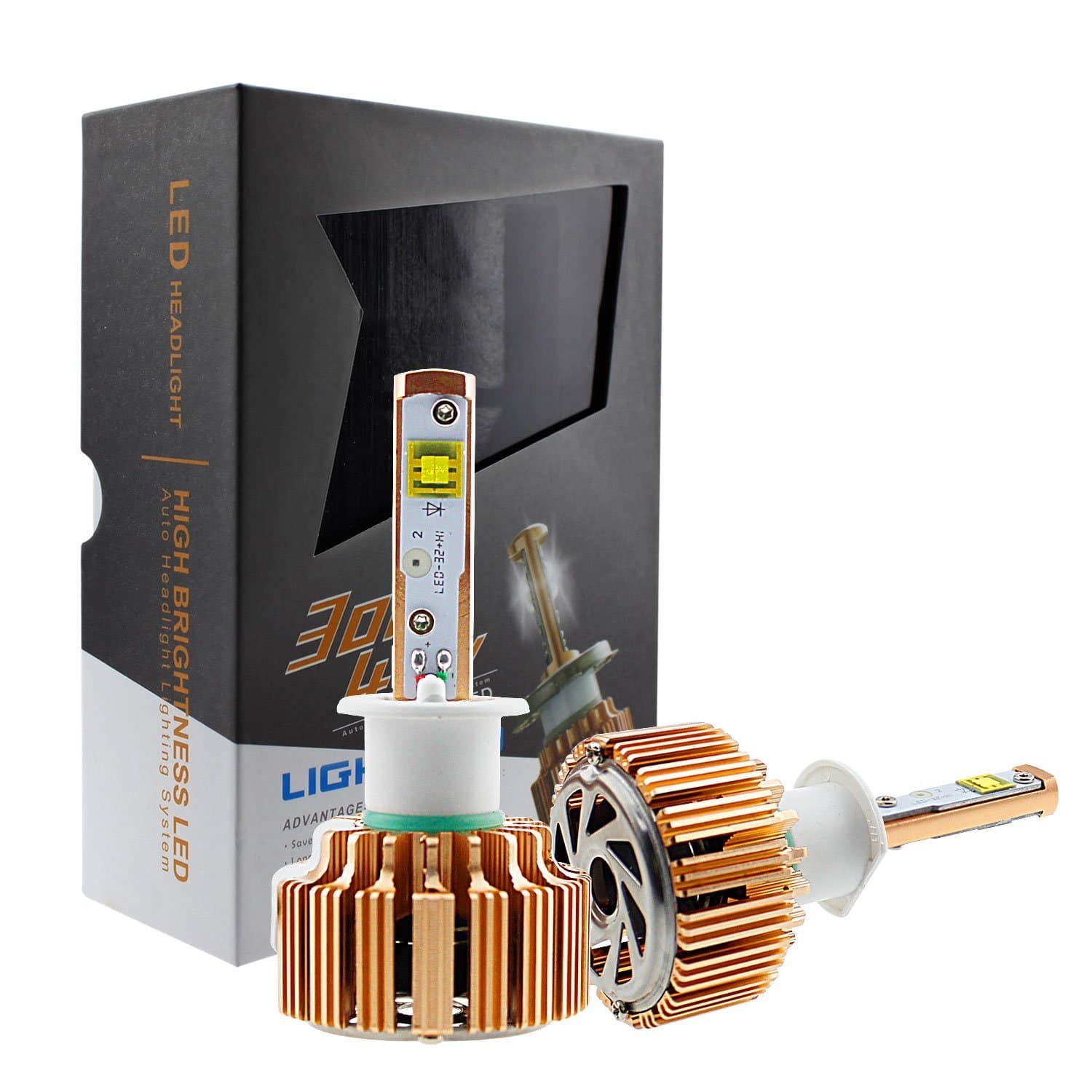 LED Headlights Bulbs H1 by EVITEK, Plug & Play, Upgrated Replacement Headlights Conversion Kit, 30W 3,000Lumens and 6,000k White Light - 1 Year Warranty (Pack of 2)