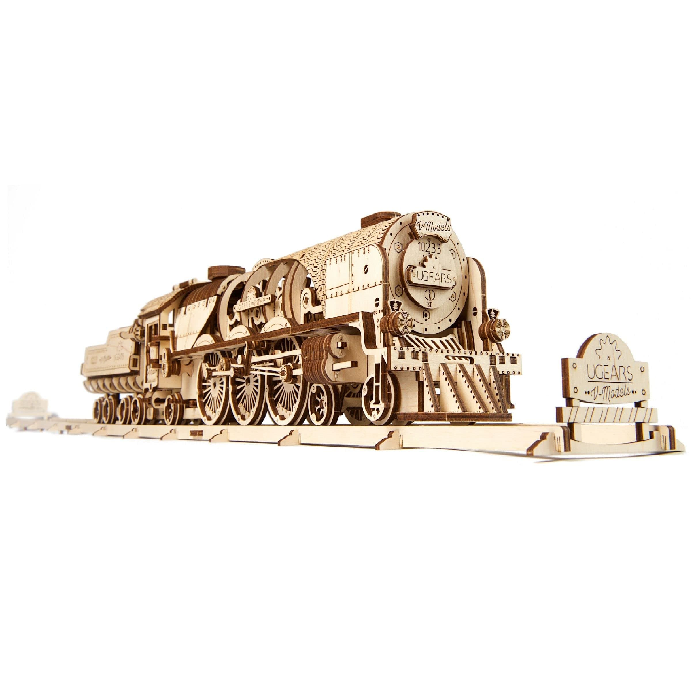 V-Express Steam Train With Tender Puzzles For Adults 3D Wooden Puzzle Model Kits for Adults and Teens 3D Puzzle Building Kit Wooden Model Kits
