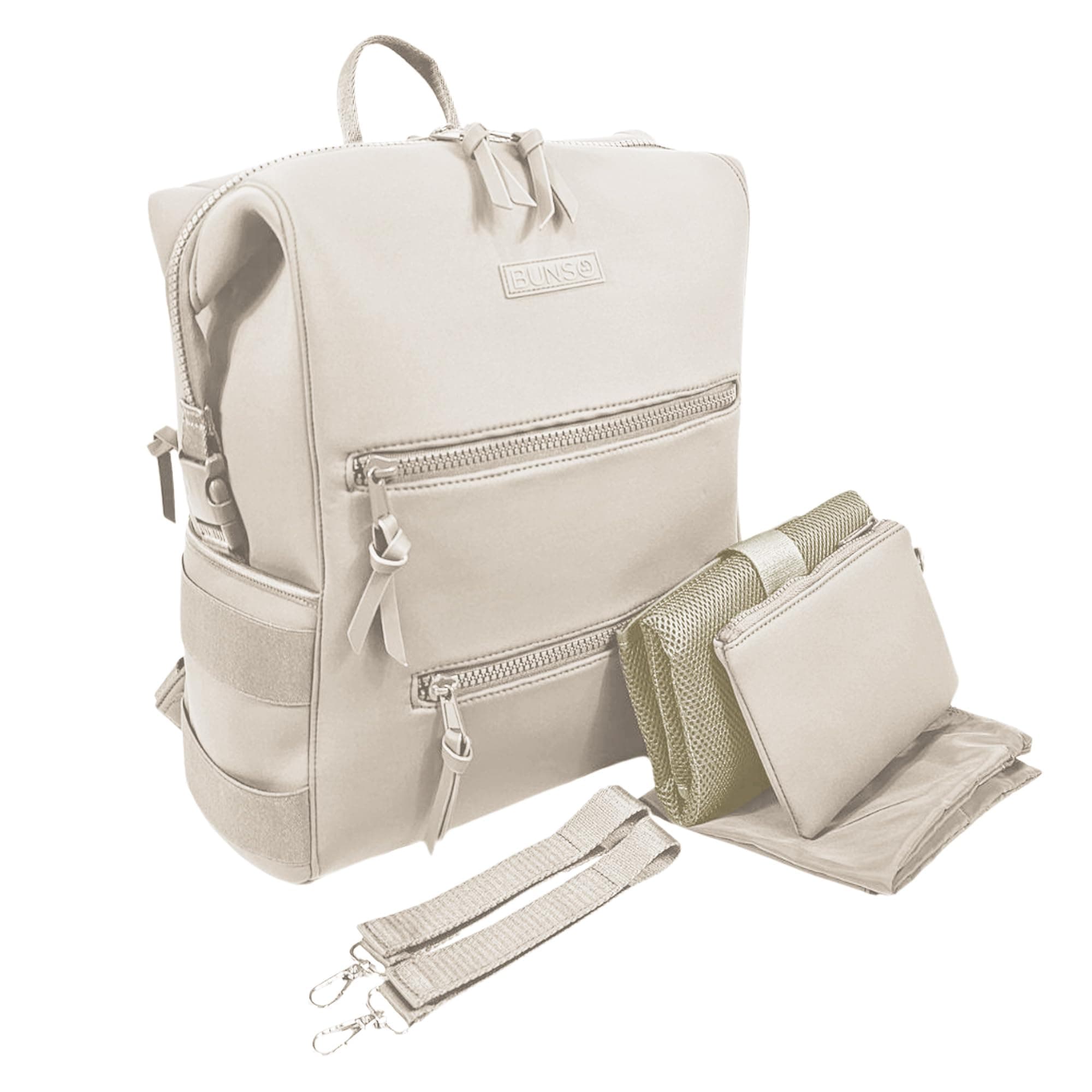 Lightweight Diaper Bag Backpack, Water-resistant Neoprene Bag With Changing Pad, Stroller Straps, Wet Bag and Pouch