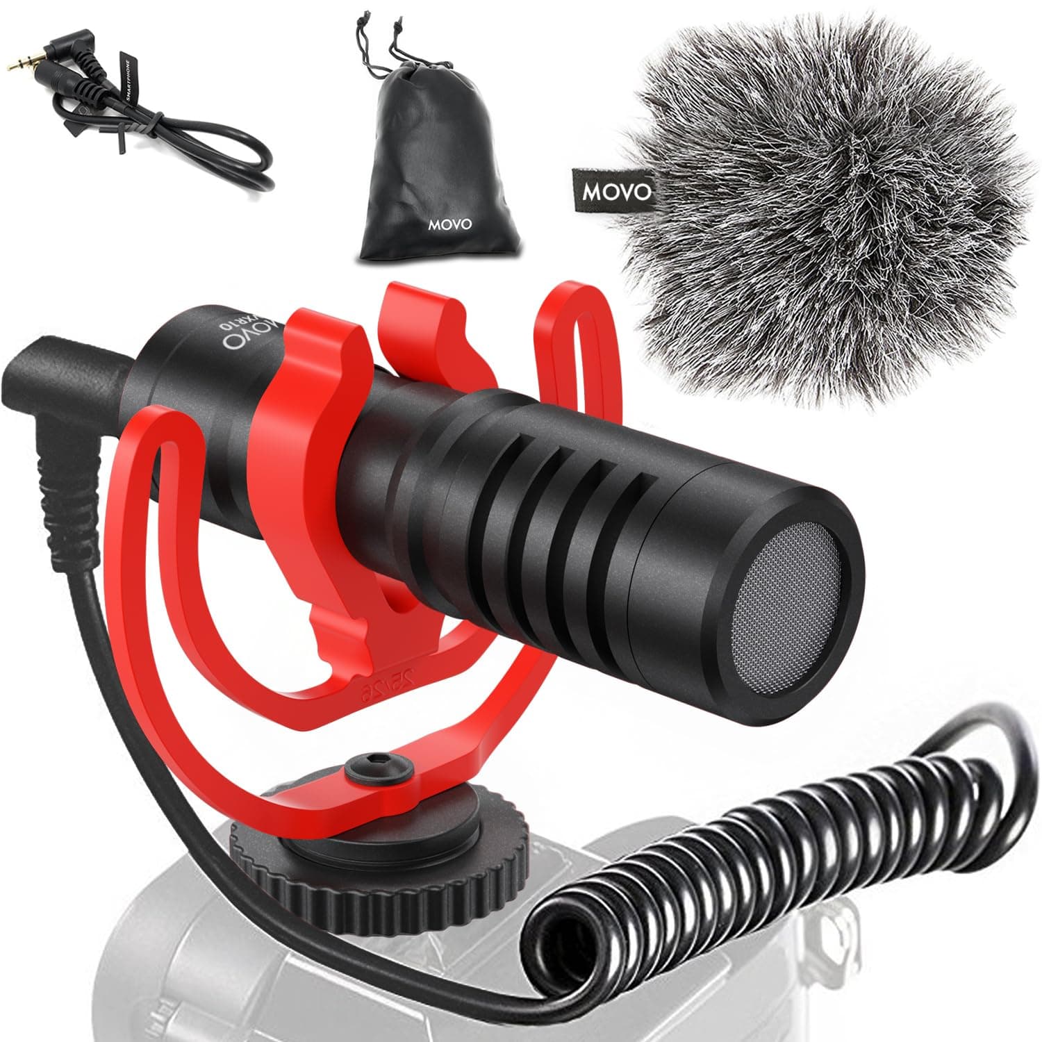Movo VXR10 Universal Shotgun Mic for Camera - Camera Microphone for DSLR, iPhone and Android Smartphones - Compatible with Canon EOS, Nikon, and Sony Cameras - Professional Video Microphone