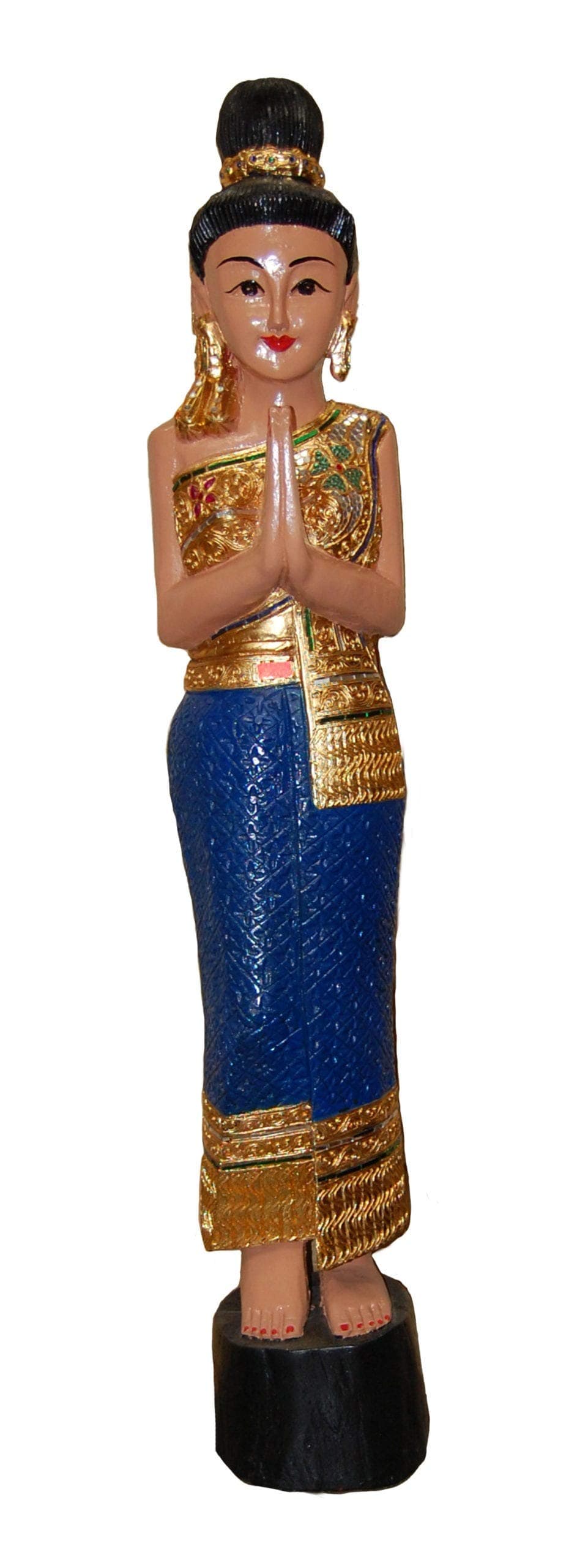 Sawasdee Lady Statue Plain Blue Dress, 50" Tall