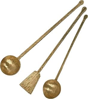 Handmade Traditional Brass Ladle and Spatula Set | Handmade Brass Cooking Set for Kitchen (Spatula and Ladle Set) | Brass Utensils for Kitchen Cooking