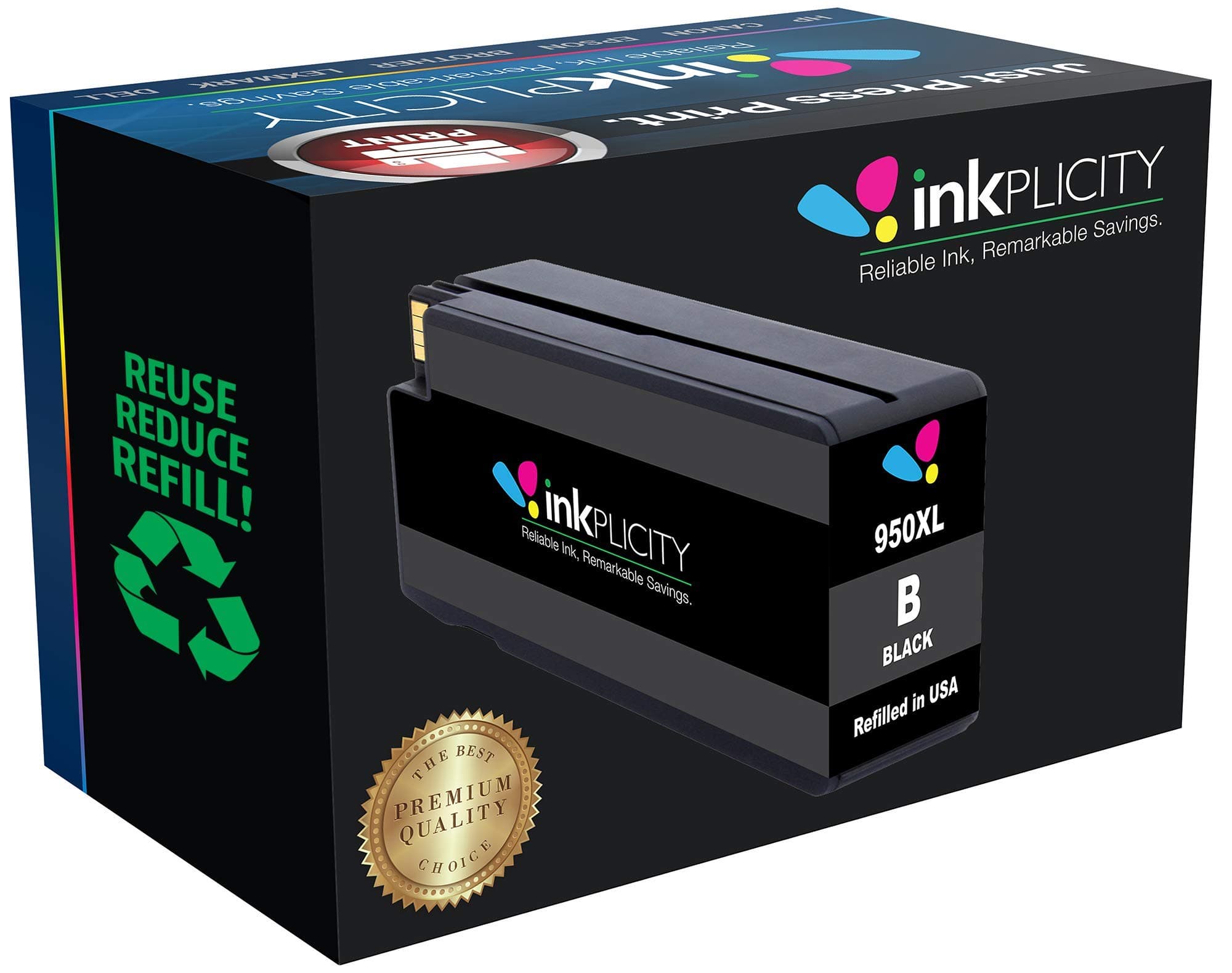 Inkplicity Refilled Ink Cartridge Replacement for HP 950XL (Black)