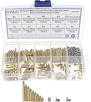 M2 Brass Male-Female Threaded Hex standoffs spacers/Stainless Steel Screws/Nuts Assortment kit;Female Length:3mm to 25mm