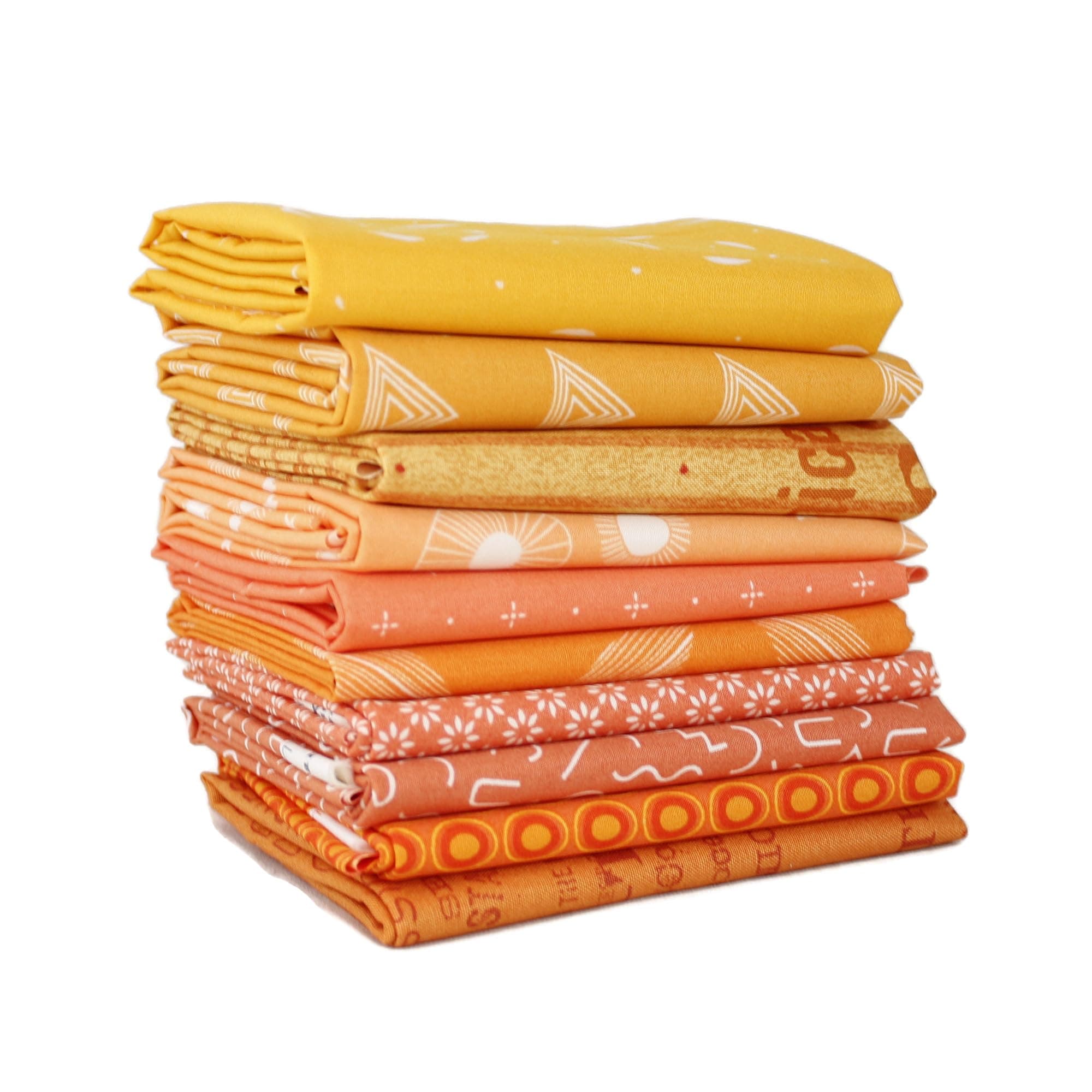 Orange Fat Quarter Bundle (10 pcs) - Mixed Designers 18 x 21 inches (45.72cm x 53.34cm) fabric cuts DIY quilt fabric
