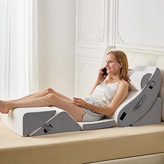 HABUTWAY 6Pcs Bed Wedge Pillow, Orthopedic Wedge Pillow for Sleeping with Memory Foam for Back Pain Relief, Triangle Adjustable Support Pillow with Machine Washable Cover